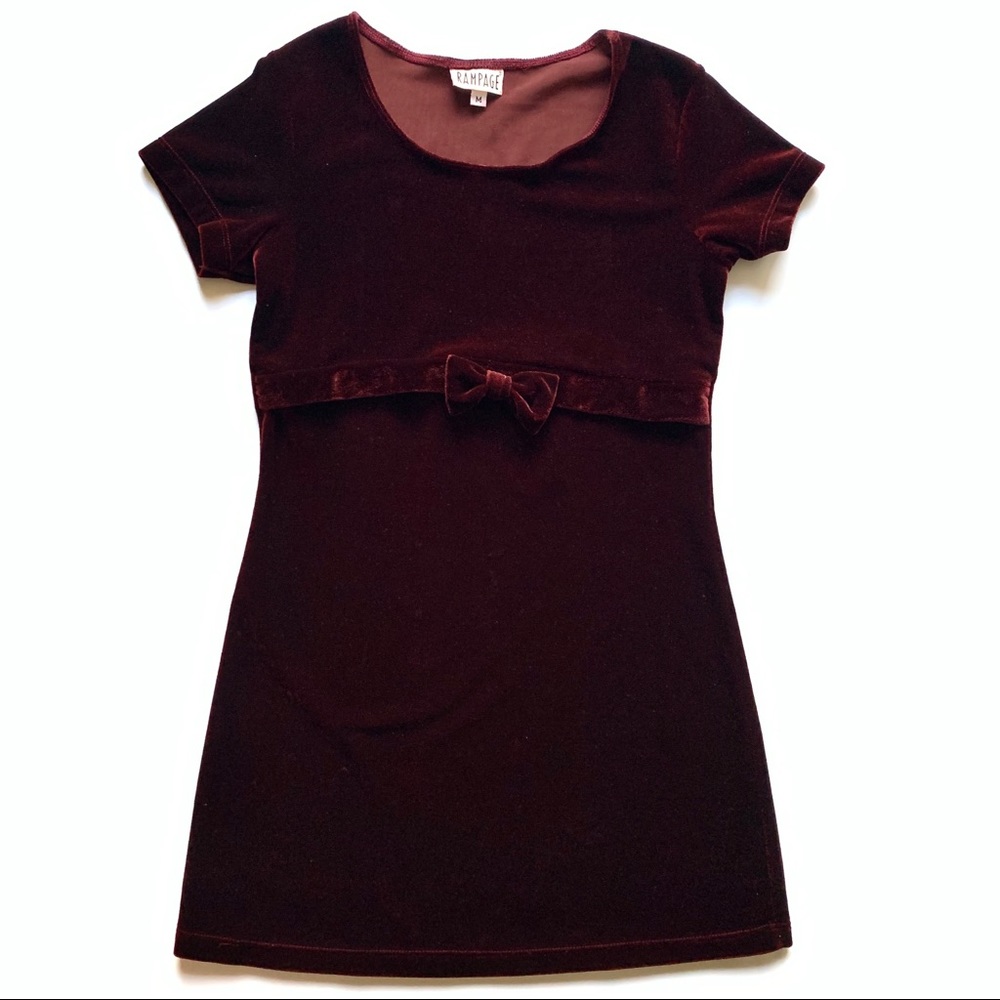 Girls Rampage Burgundy Red Velvet Dress Medium